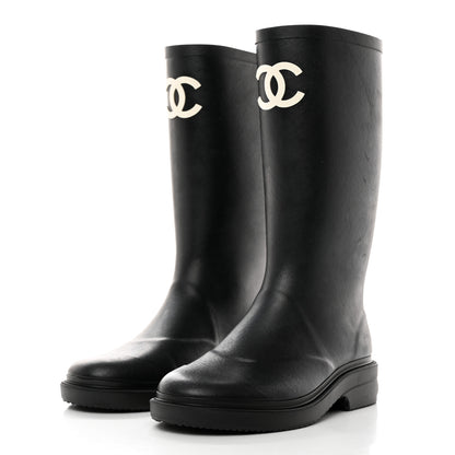 Chanel Caoutchouk CC High Boots 37 Black 3 of 8