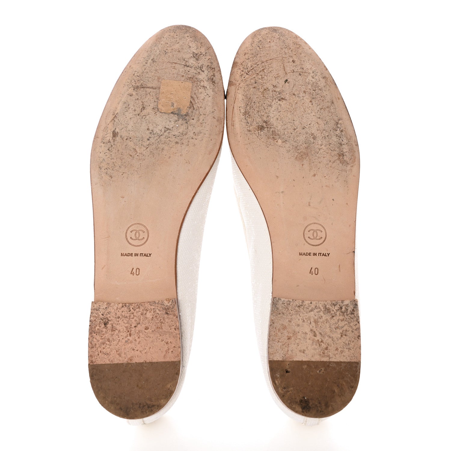 Chanel Fabric Glitter Grosgrain Cap Toe CC Ballerina Flats 40 White Black 5 of 15