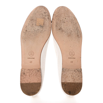 Chanel Fabric Glitter Grosgrain Cap Toe CC Ballerina Flats 40 White Black 5 of 15
