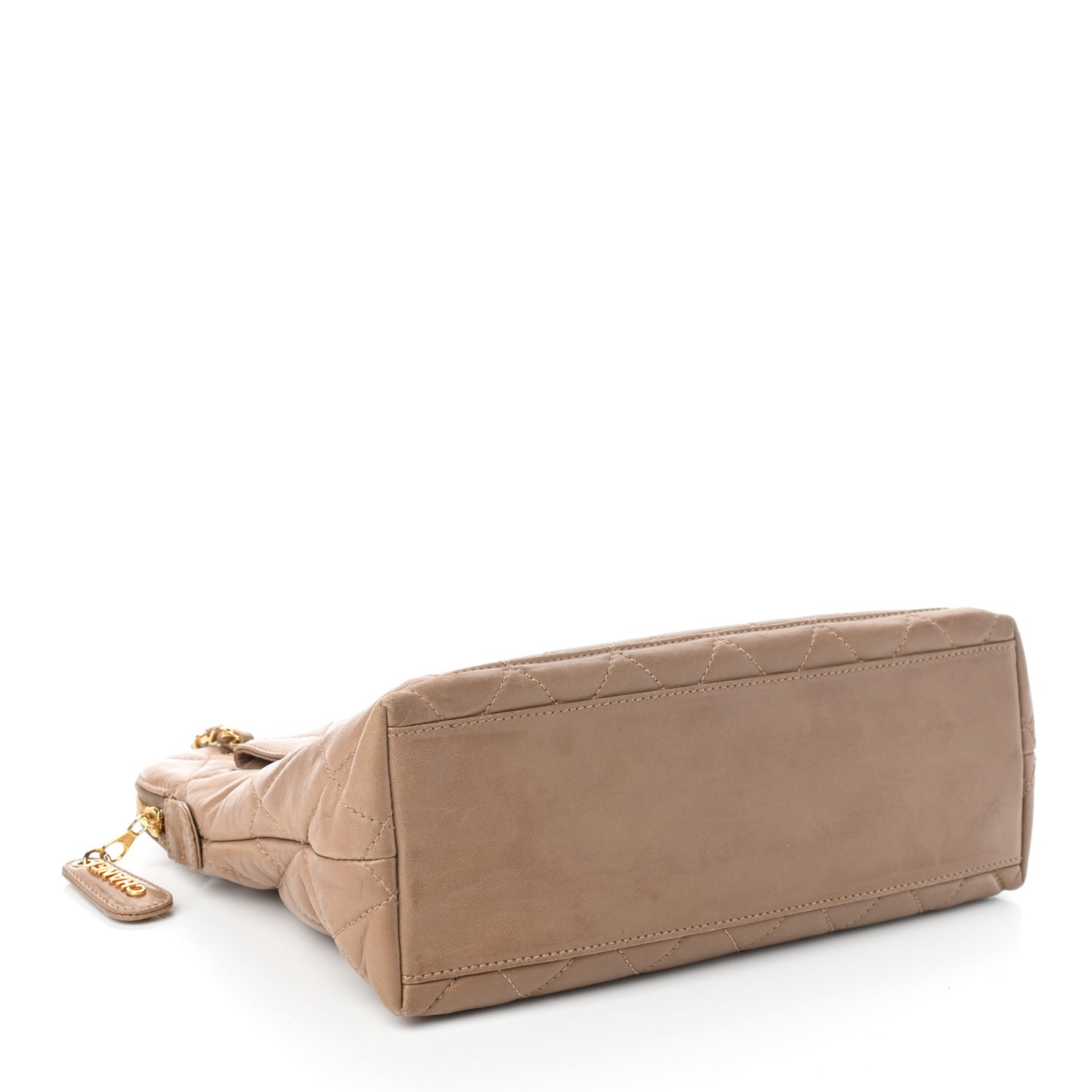 Lambskin Quilted Flap Shoulder Bag Beige