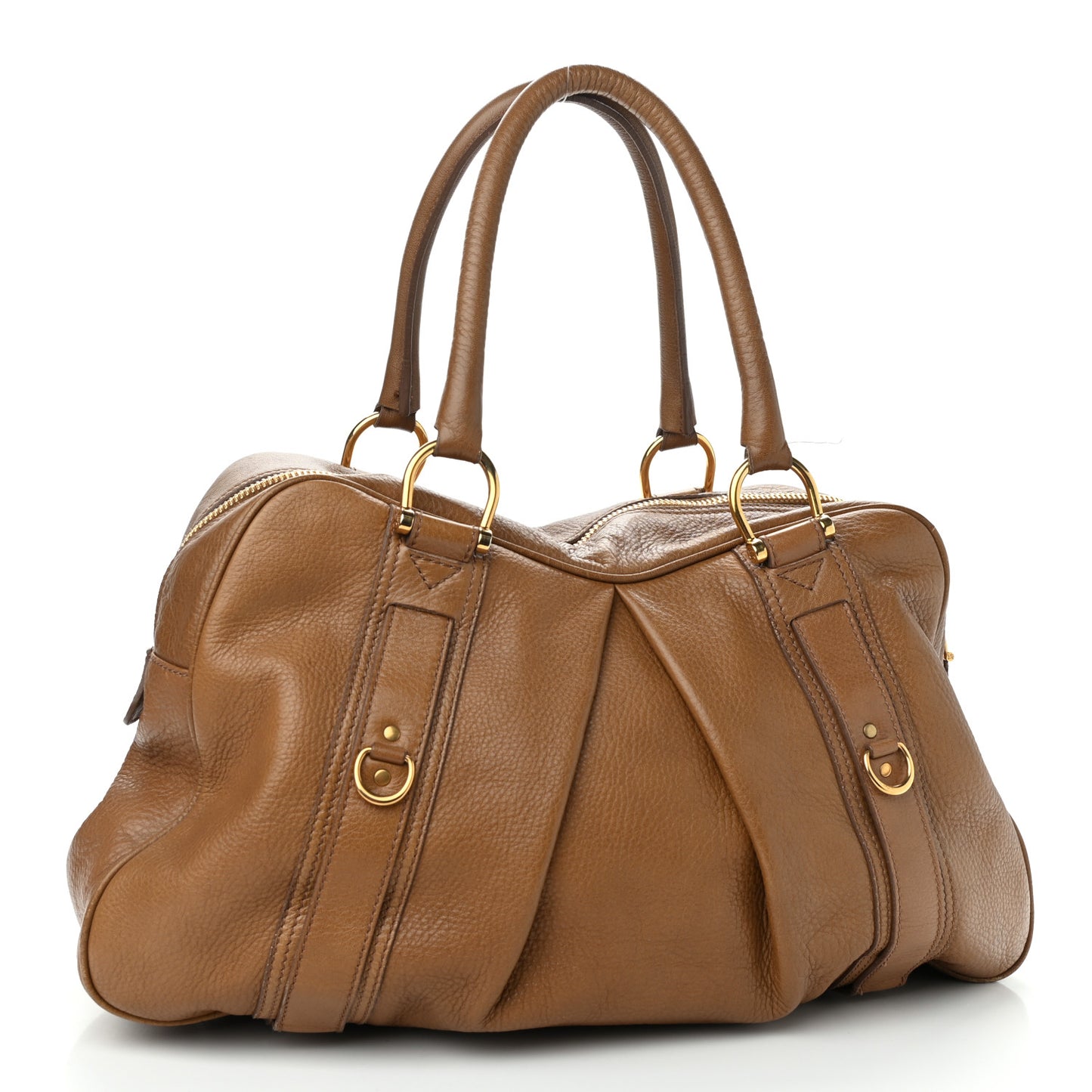 Pebbled Calfskin Small Ashbury Satchel Brown