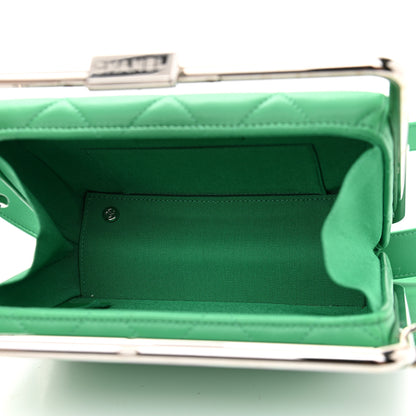 Chanel Quilted Lambskin Metal Bar Clutch Bag Green 7 of 10