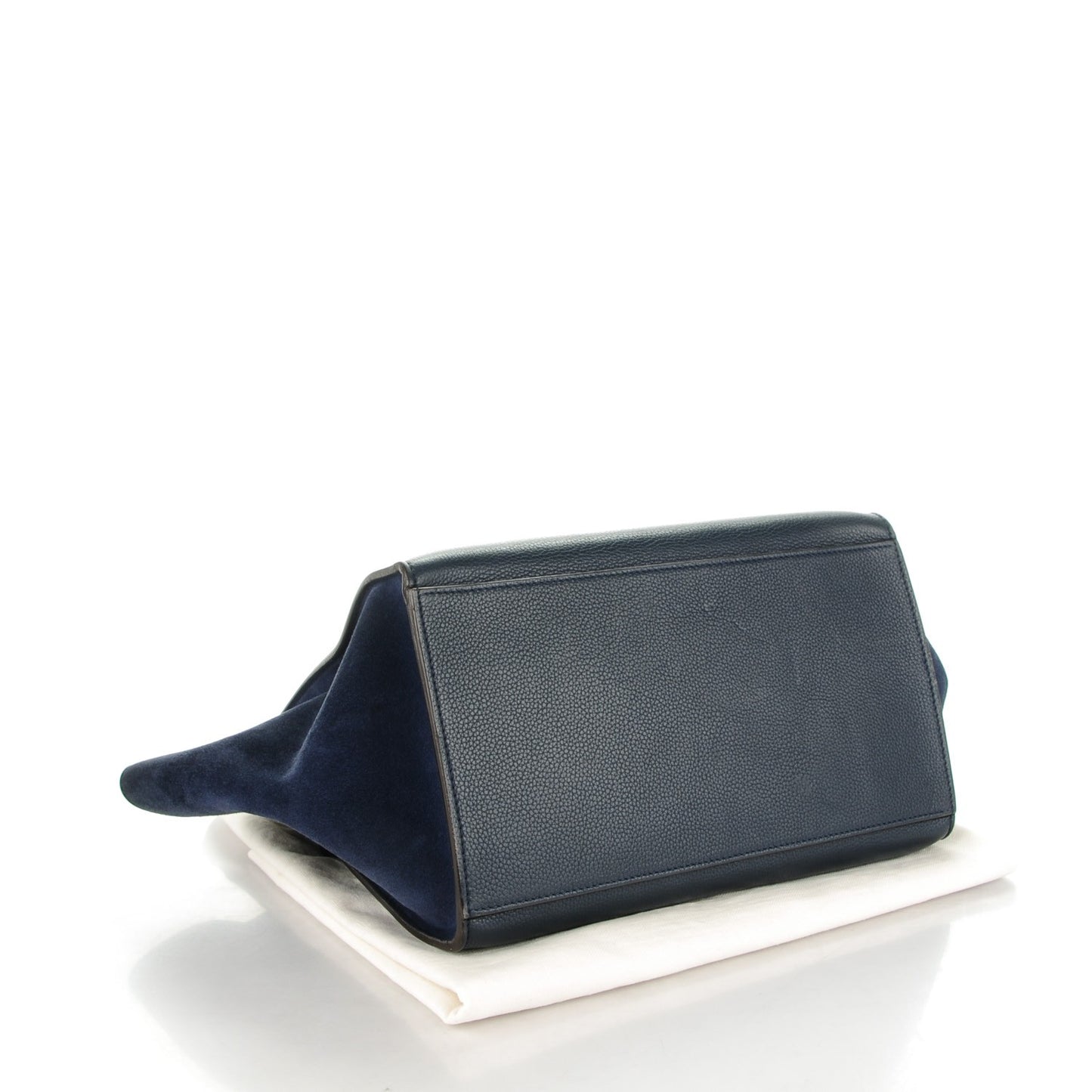 Drummed Calfskin Suede Medium Trapeze Navy