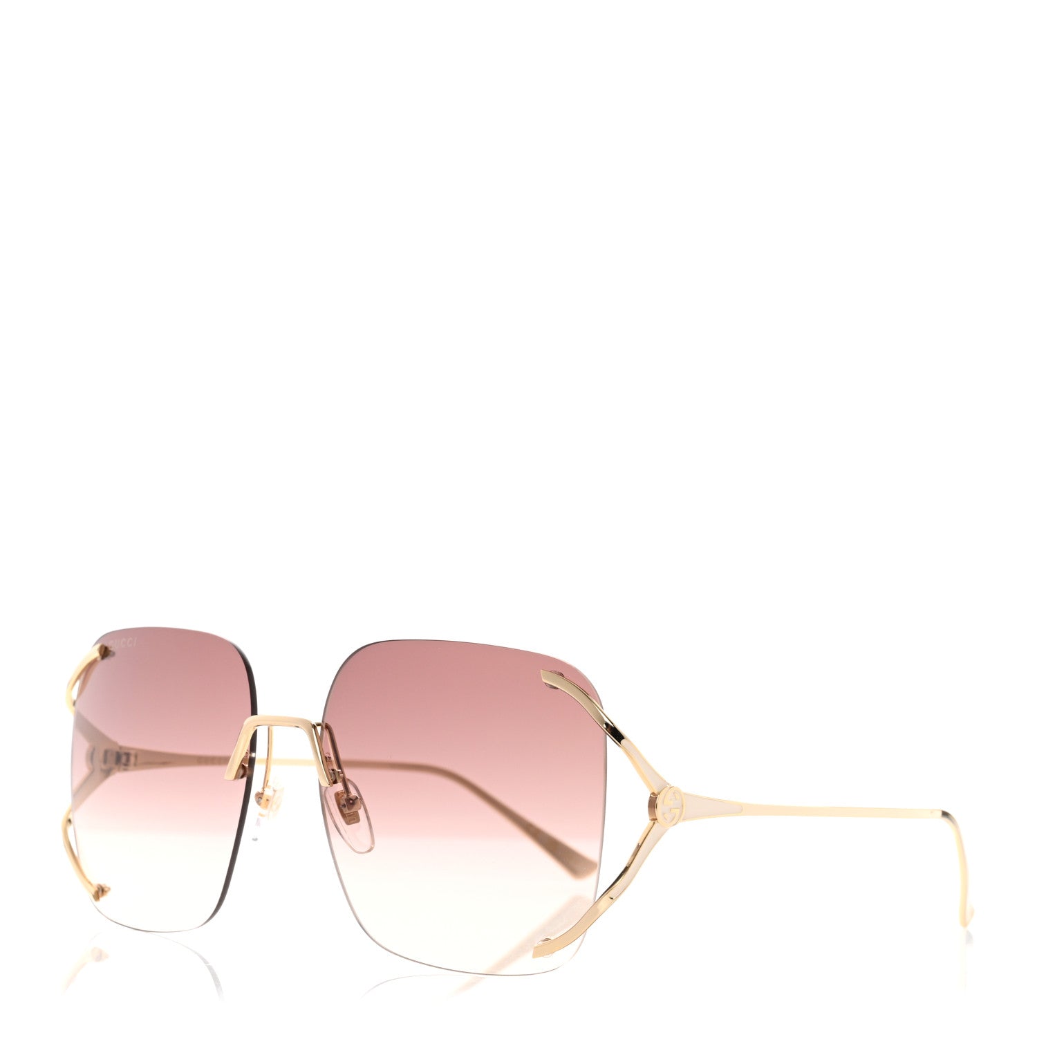 Gucci Metal Oversized Sunglasses GG0646S Gold Brown 1 of 9