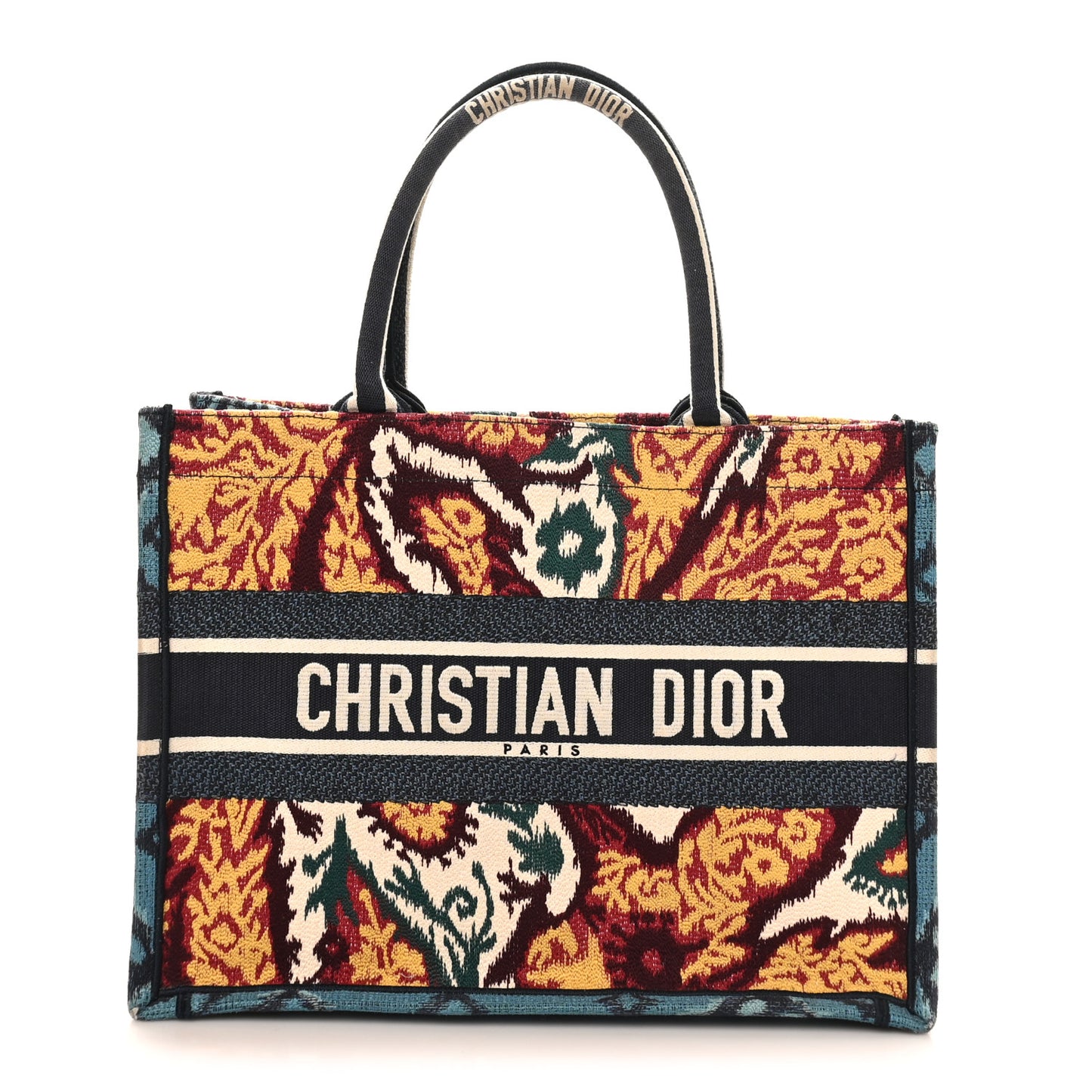 Canvas Embroidered Paisley Medium Book Tote Blue Multicolor