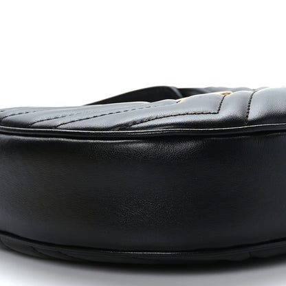 Gucci Calfskin Matelasse Chevron Mini GG Marmont Half Moon Hobo Black 8 of 8