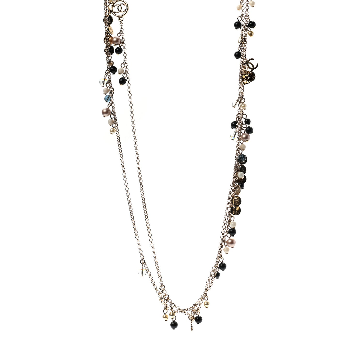 Resin Bead Pearl CC Necklace Blue Black Gold
