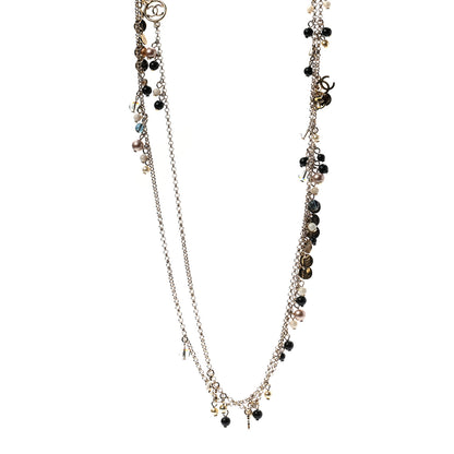 Chanel Resin Bead Pearl CC Necklace Blue Black Gold 1 of 5