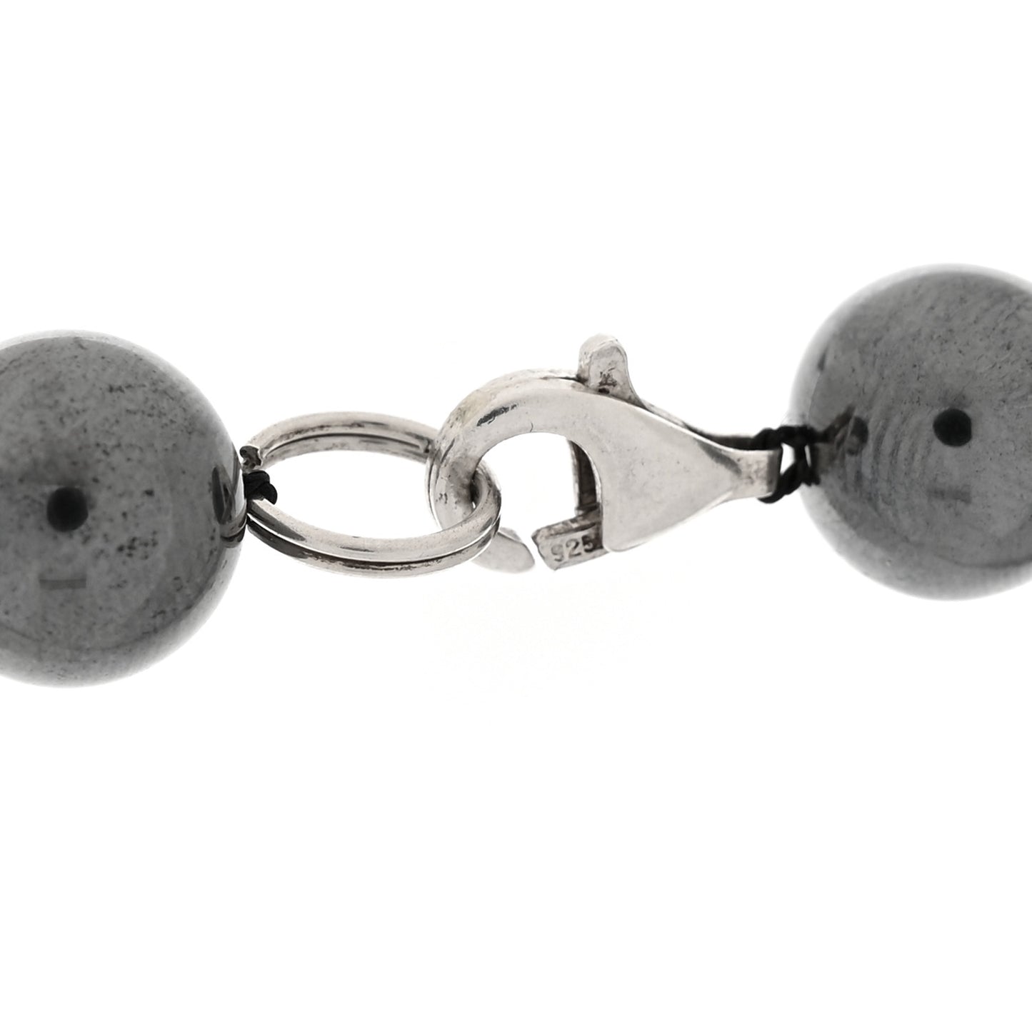 Sterling Silver Hematite Hammered Bead Station Necklace