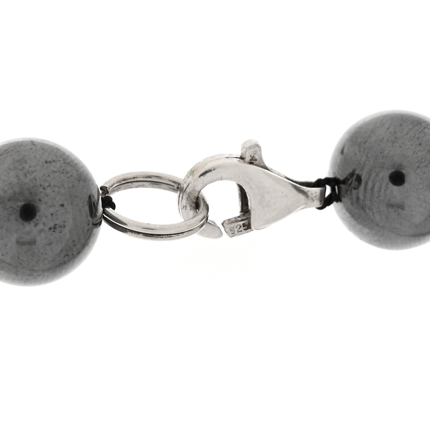 Tiffany Sterling Silver Hematite Hammered Bead Station Necklace 4 of 6