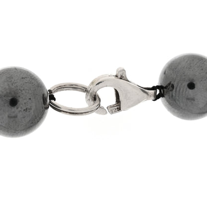 Tiffany Sterling Silver Hematite Hammered Bead Station Necklace 4 of 6