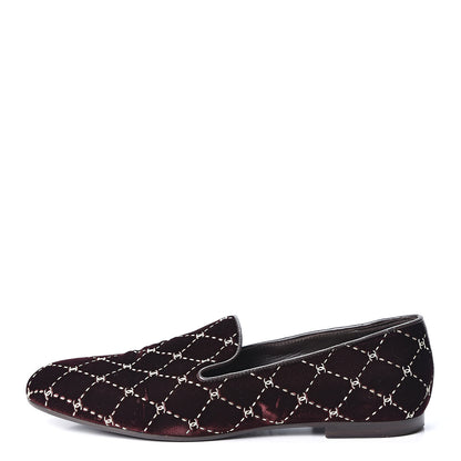 Chanel Velvet Mocassin Loafers 38 Burgundy 1 of 9