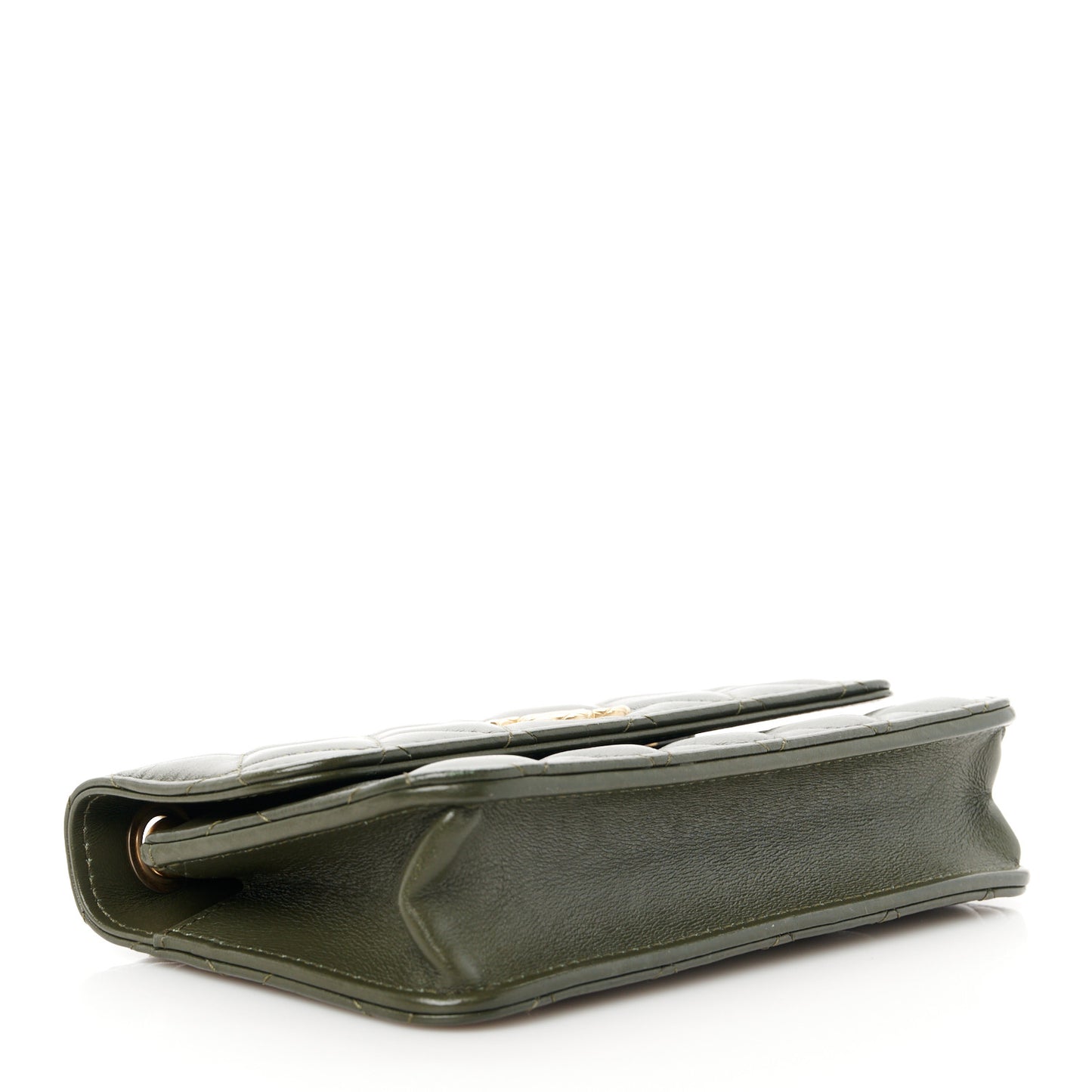 Lambskin Quilted Pillow Crush Flap Phone Holder With Chain Green