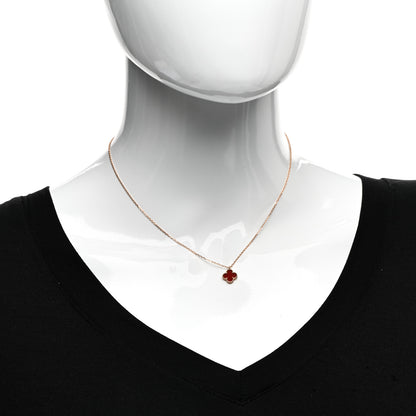 Van Cleef & Arpels 18K Rose Gold Carnelian Sweet Alhambra Pendant Necklace 2 of 6