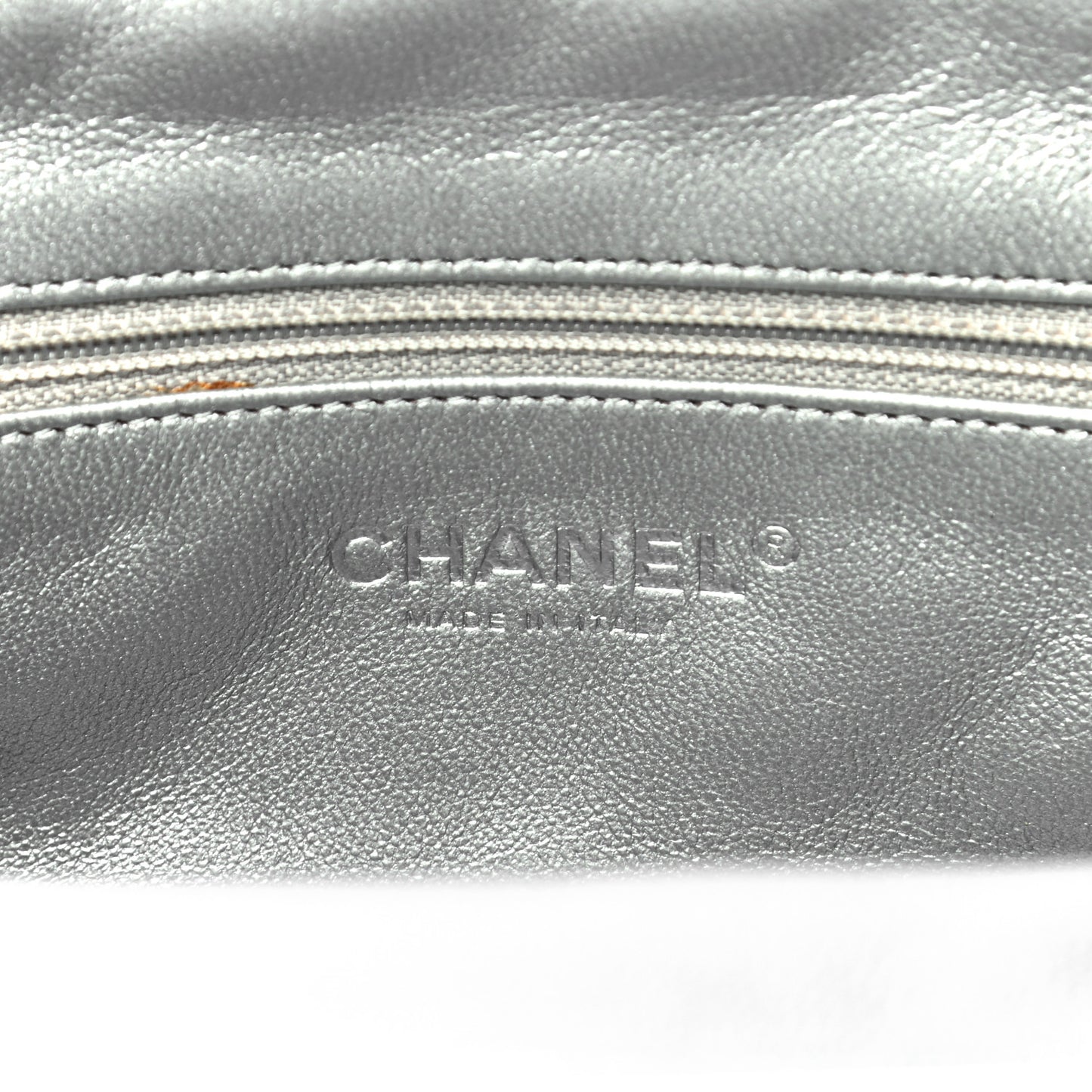 Metallic Aged Calfskin Quilted Timeless Clutch Silver