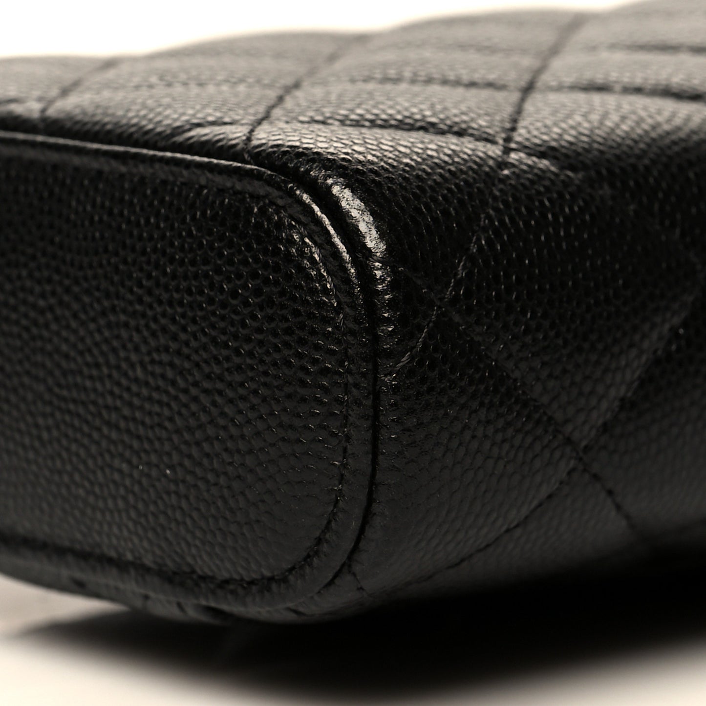 Caviar Quilted Phone Holder With Chain Black