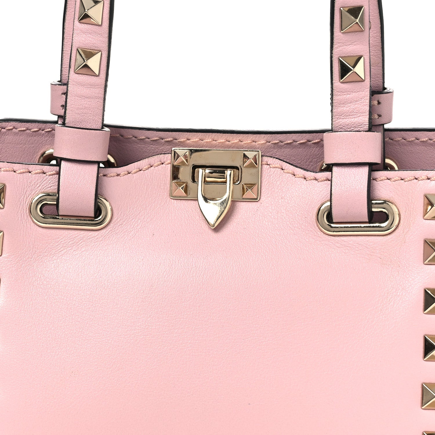 Valentino Garavani Vitello Mini Rockstud Tote Water Rose 8 of 12