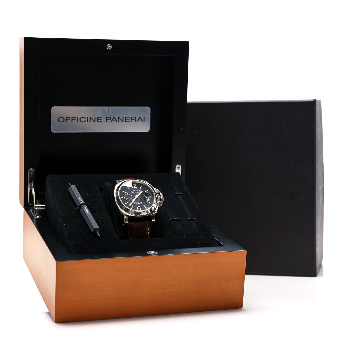 Stainless Steel Alligator 45mm Luminor Marina Automatic Watch Black PAM00104