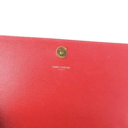 Saint Laurent Grain De Poudre Medium Monogram Kate Satchel Red 7 of 11