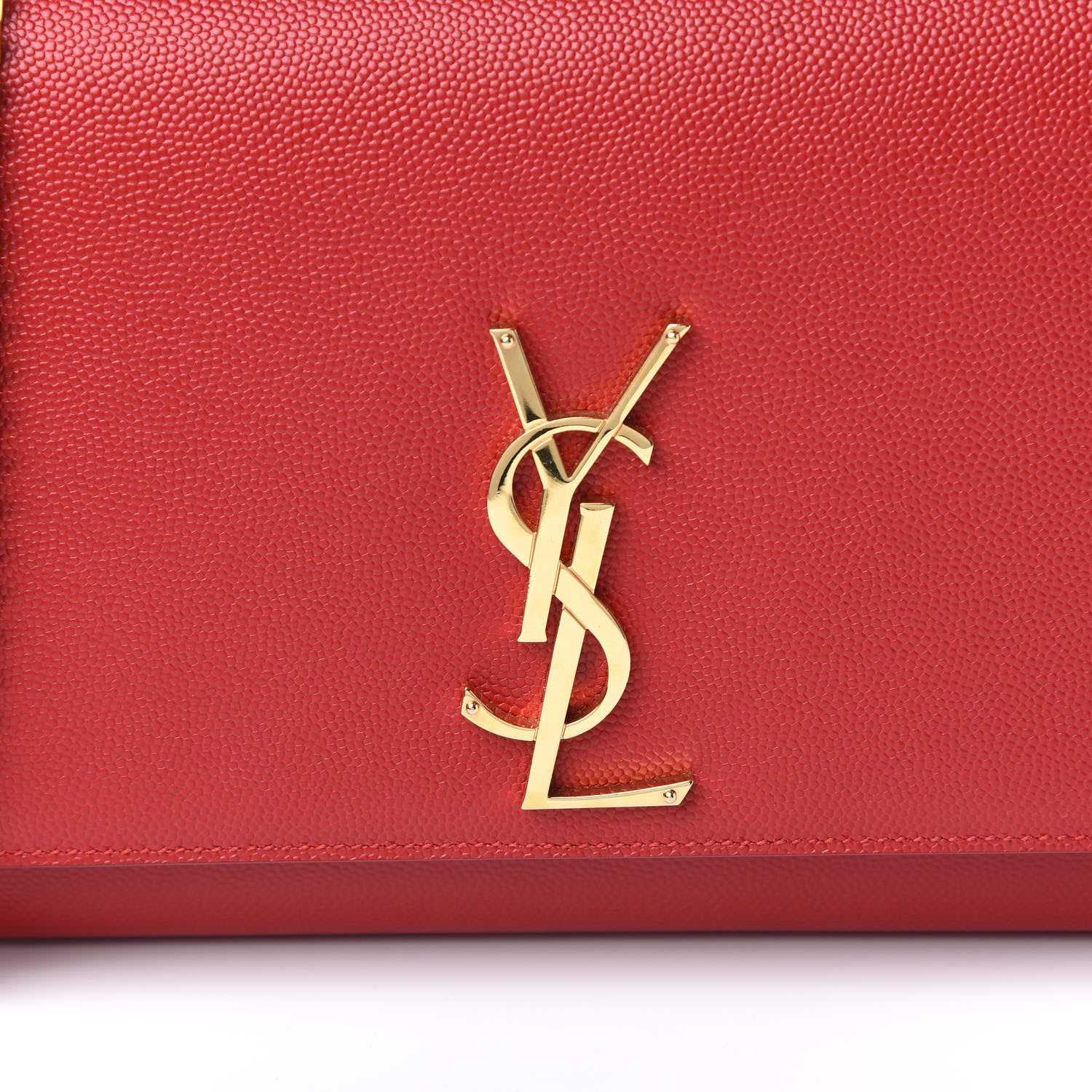 Saint Laurent Grain De Poudre Medium Monogram Kate Satchel Red 9 of 9