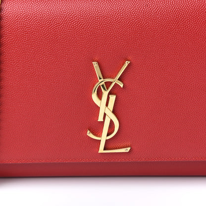 Saint Laurent Grain De Poudre Medium Monogram Kate Satchel Red 9 of 9