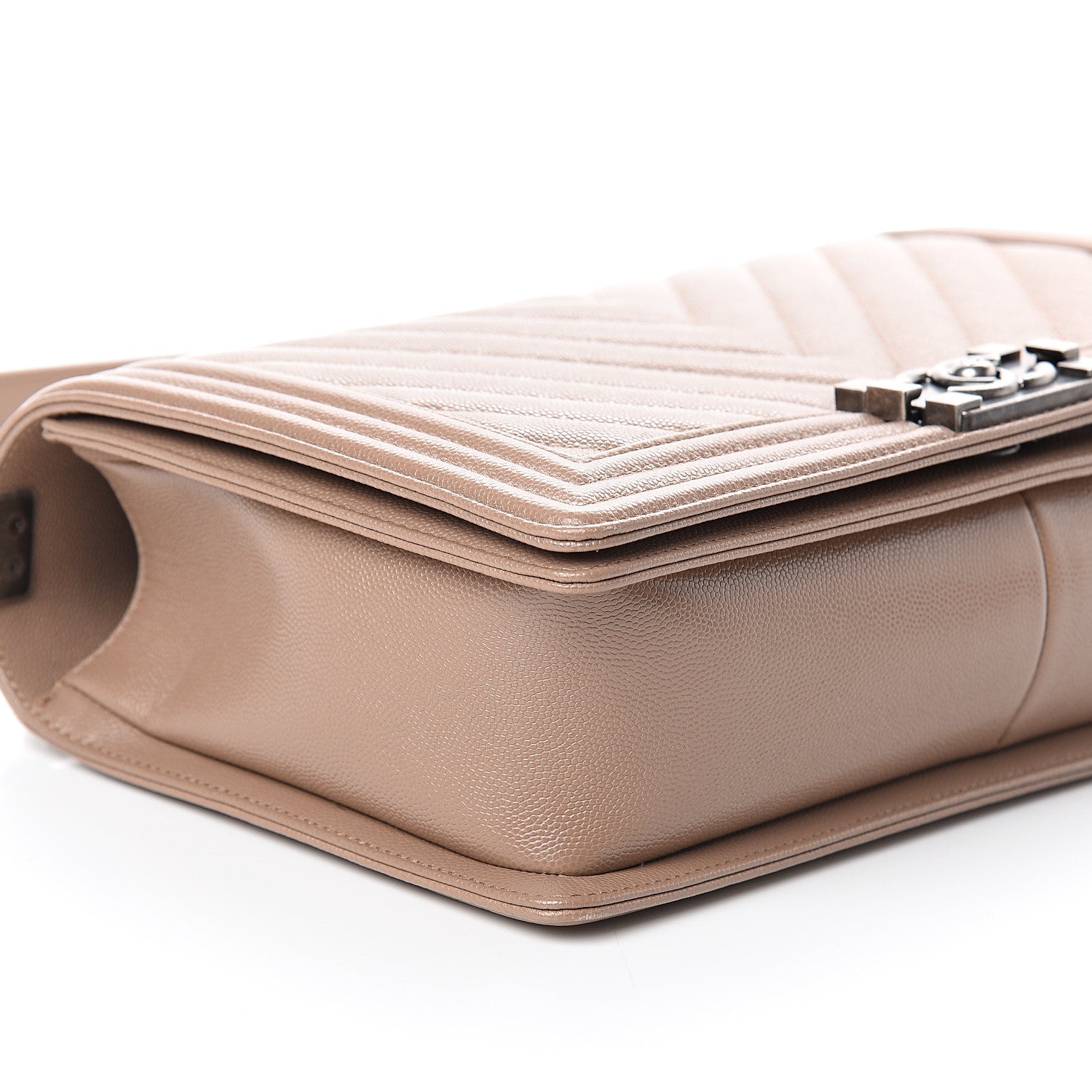 Chanel Caviar Chevron Quilted New Medium Boy Flap Dark Beige 4 of 9