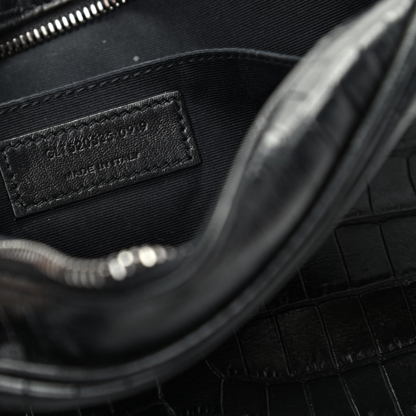 Calfskin Crocodile Embossed Monogram Lou Camera Bag Black