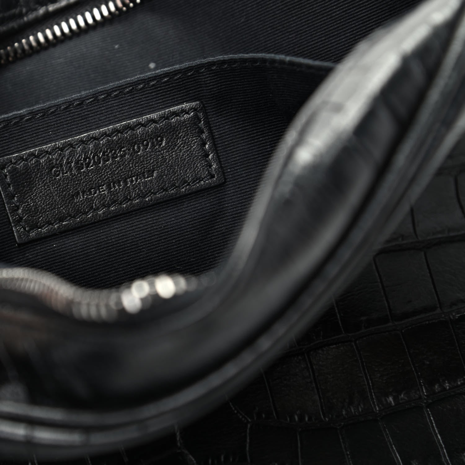 Saint Laurent Calfskin Crocodile Embossed Monogram Lou Camera Bag Black 9 of 9