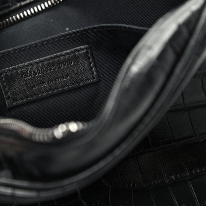 Saint Laurent Calfskin Crocodile Embossed Monogram Lou Camera Bag Black 9 of 9