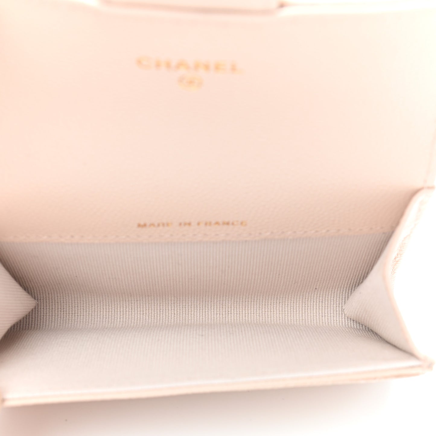 Caviar Quilted Flap Card Holder Wallet Beige