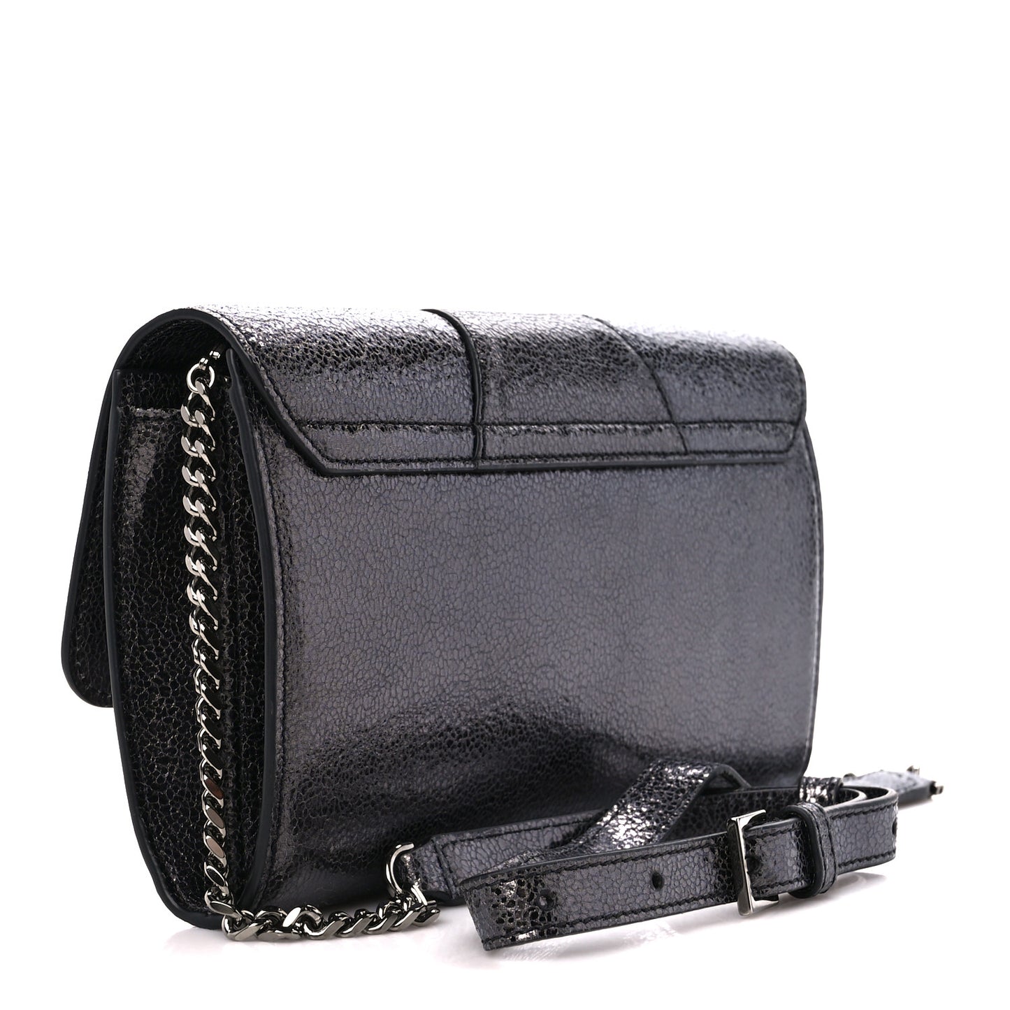 Metallic Calfksin Virtus Wallet On Chain Grey