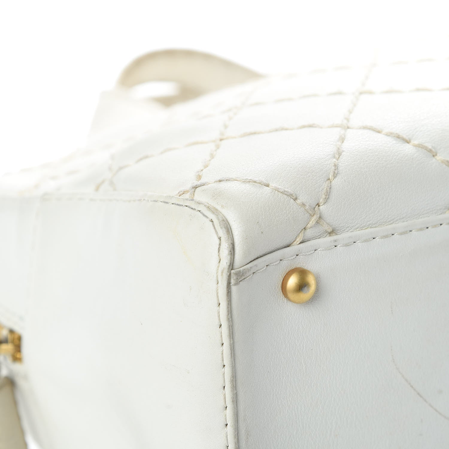 Chanel Calfskin Wild Stitch Top Handle Bag White 9 of 26