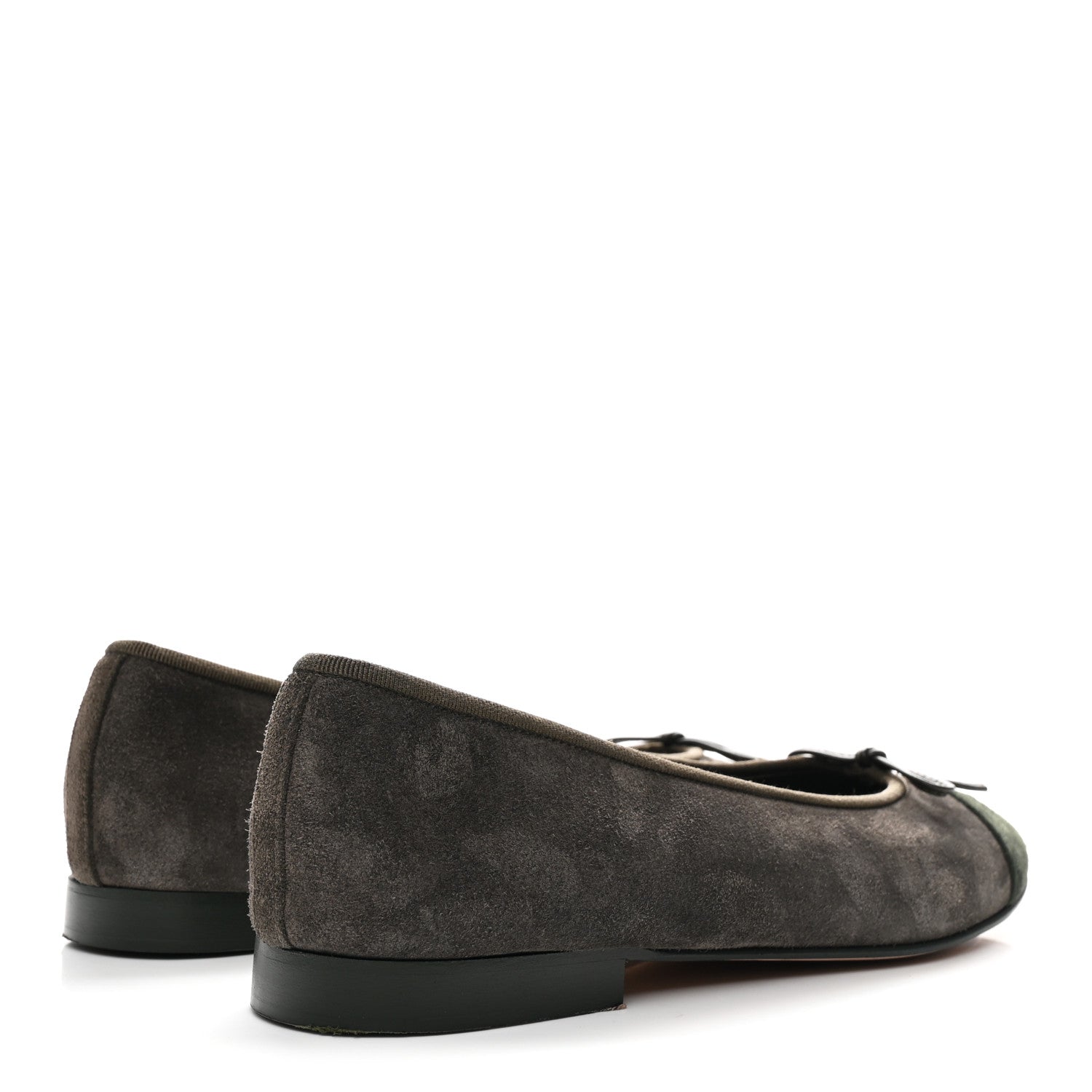 Chanel Suede Cap Toe CC Ballerina Flats 41 Grey Green 5 of 9