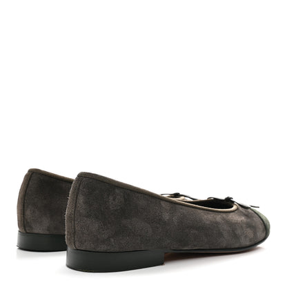 Chanel Suede Cap Toe CC Ballerina Flats 41 Grey Green 5 of 9