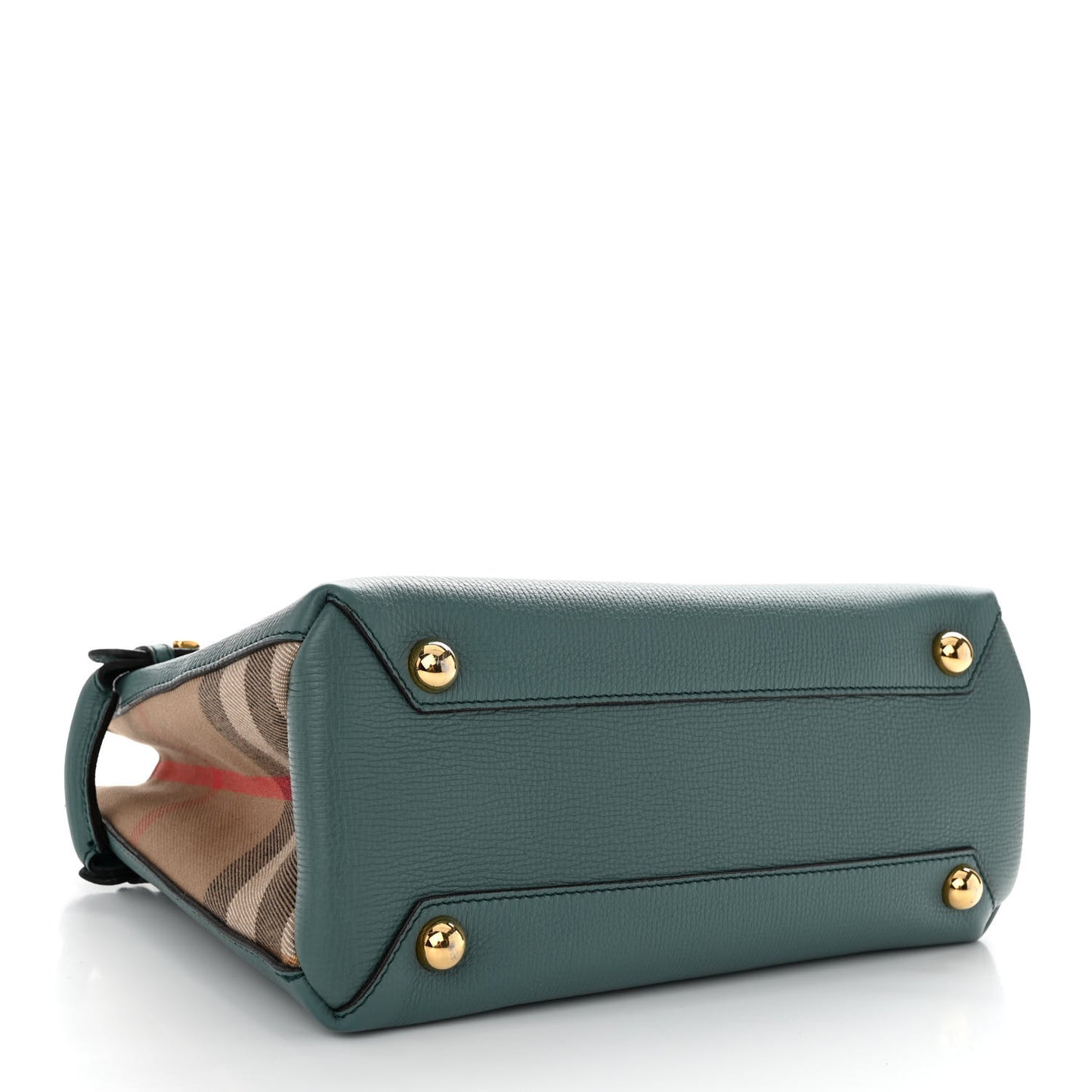 Grainy Calfskin House Check Small Banner Tote Smokey Green