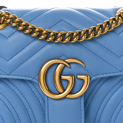 Gucci Calfskin Matelasse Mini GG Marmont Shoulder Bag Clear Sky Blue 8 of 10