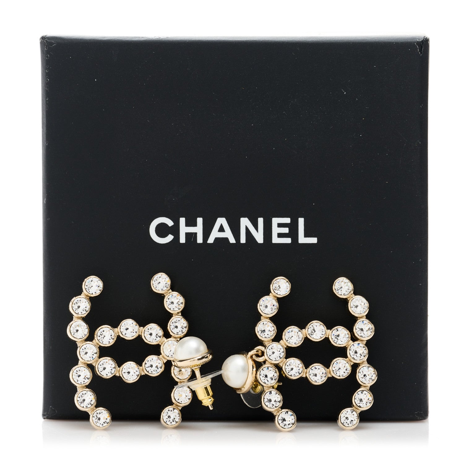Chanel Crystal Pearl Large CC Drop Earrings Gold 5 of 5