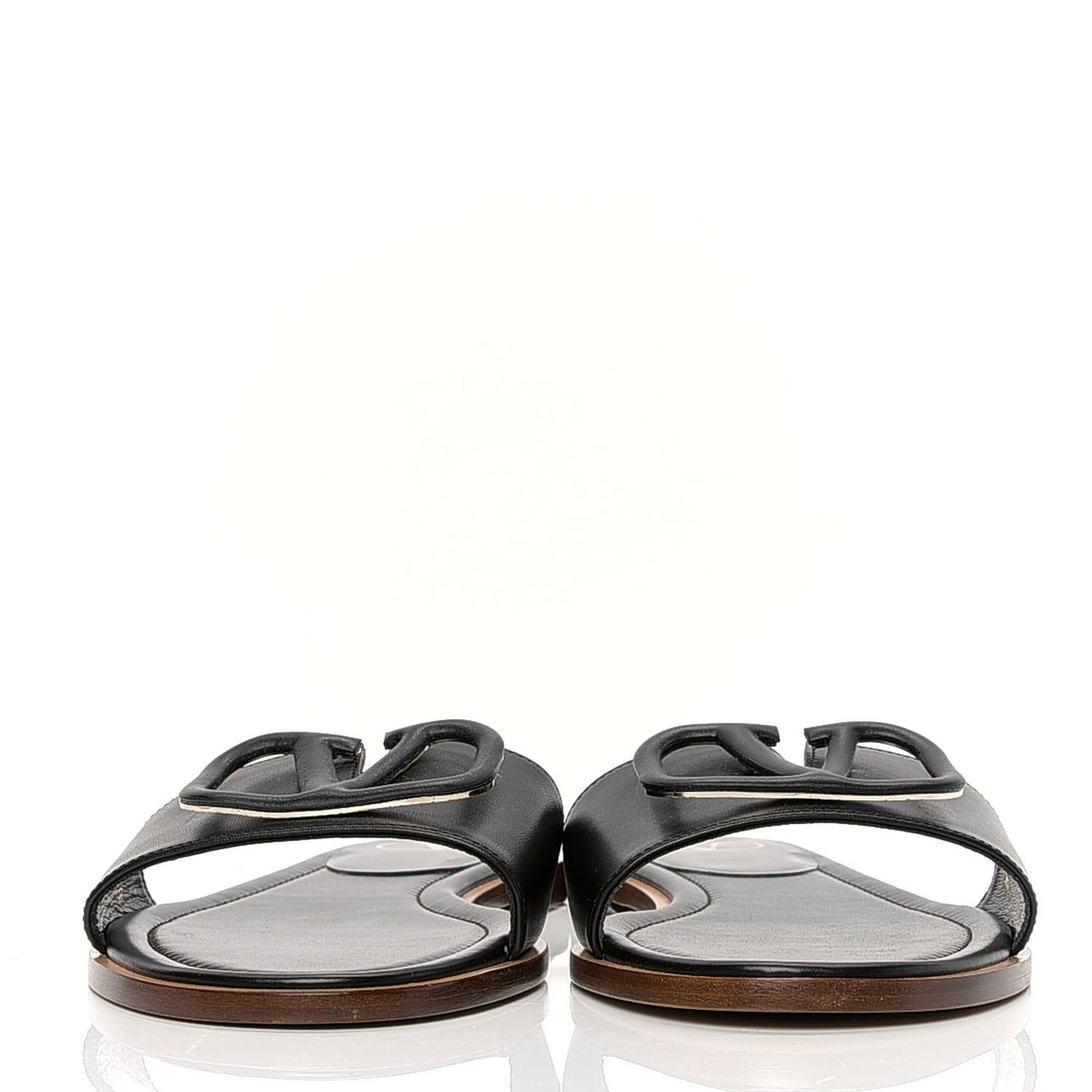 Calfskin Vlogo Flat Sandals 40 Black