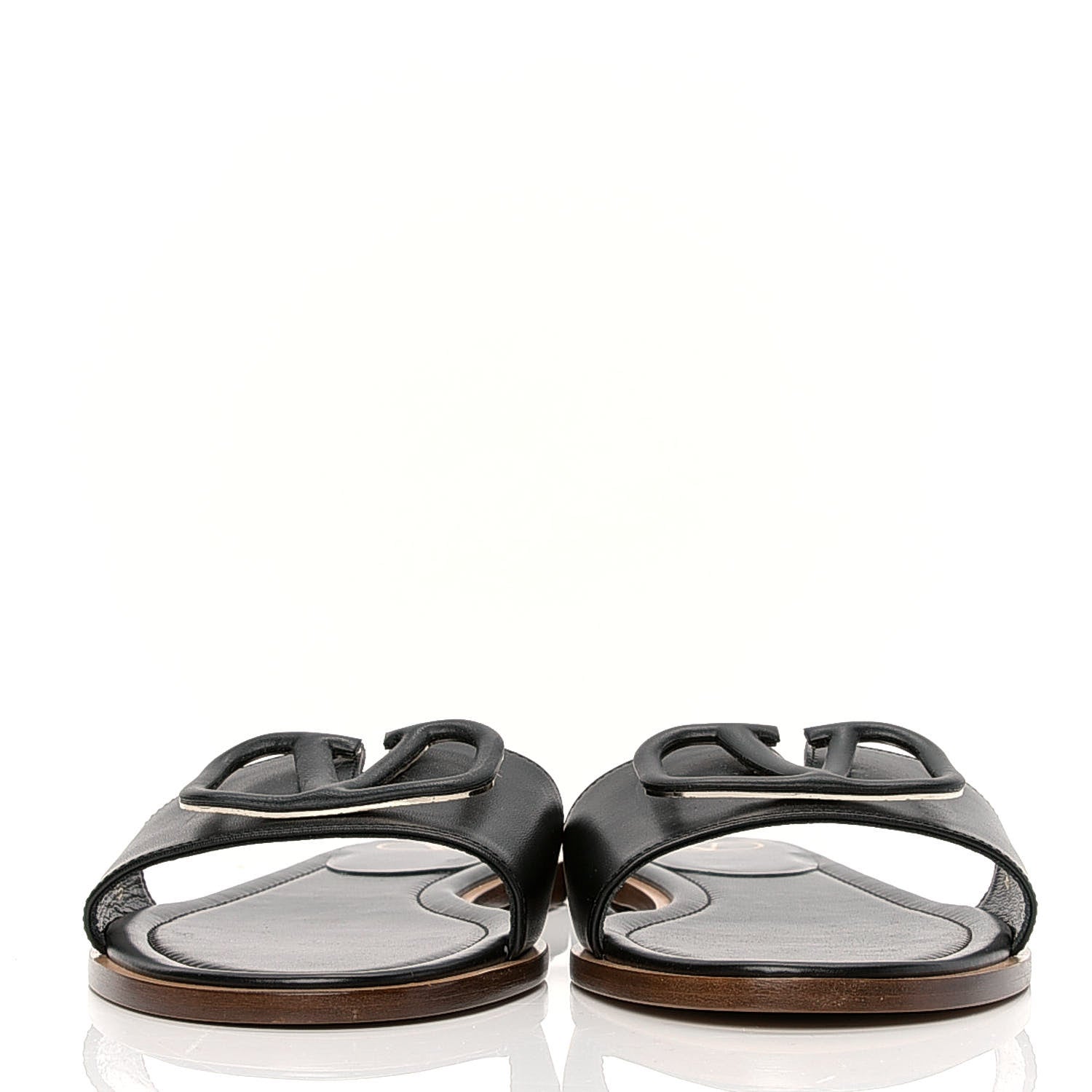 Valentino Garavani Calfskin Vlogo Flat Sandals 40 Black 2 of 6
