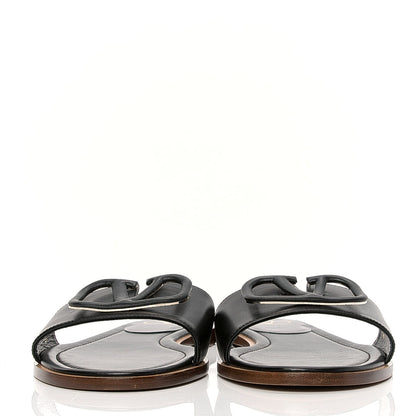 Valentino Garavani Calfskin Vlogo Flat Sandals 40 Black 2 of 6