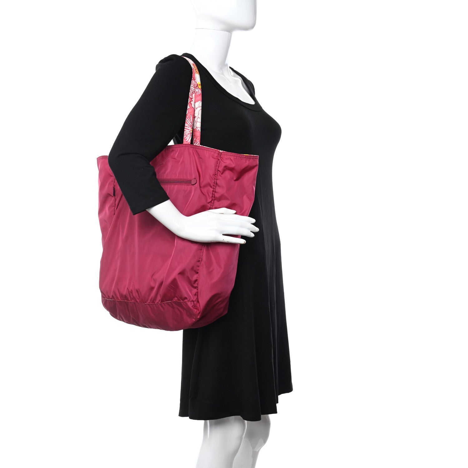 Prada Tessuto Nylon Floral Print BYOBag Shopping Tote Fuxia 2 of 13