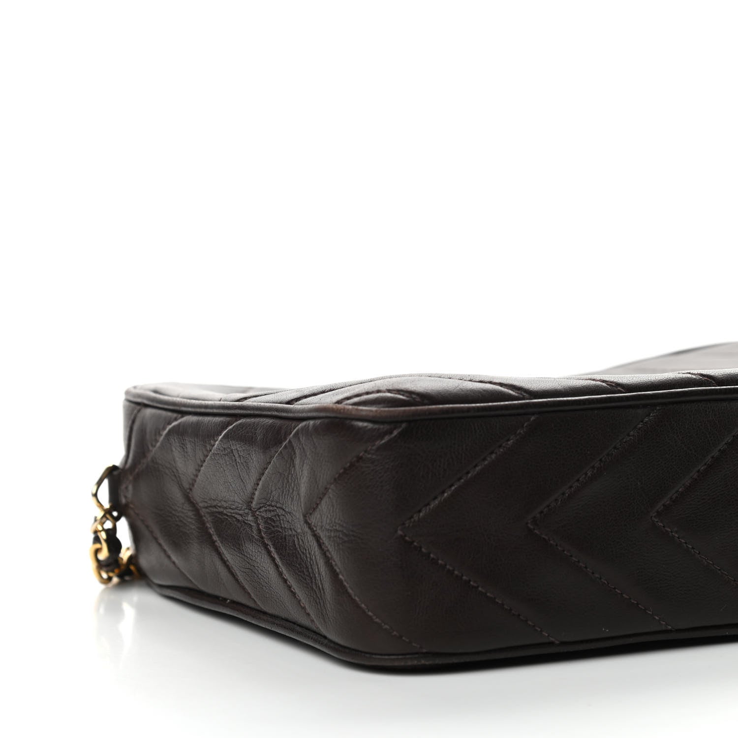 Chanel Lambskin Chevron Quilted Tassel Camera Case Brown 8 of 11