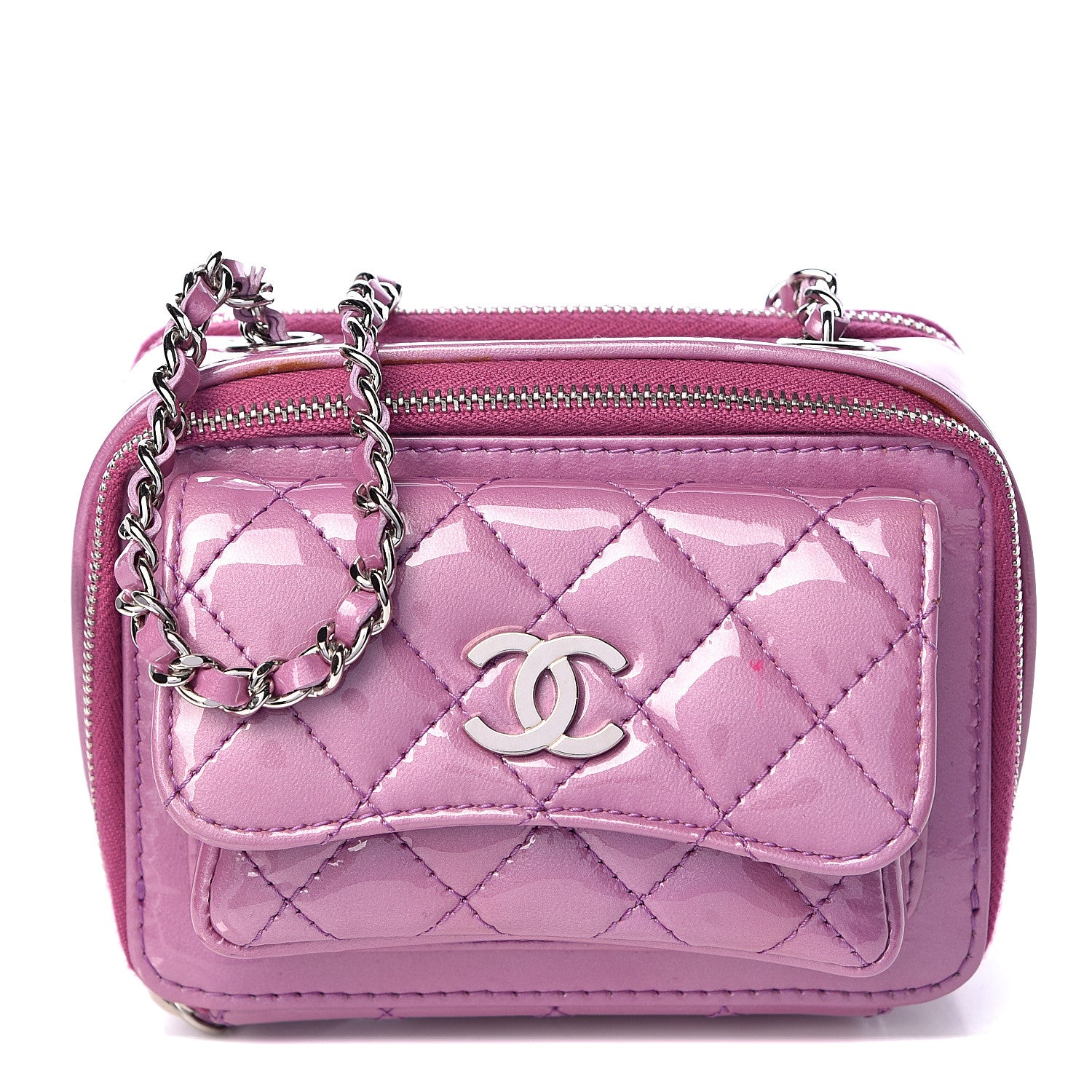 Chanel Patent Quilted Small Pocket Box Camera Case Purple 1 of 13