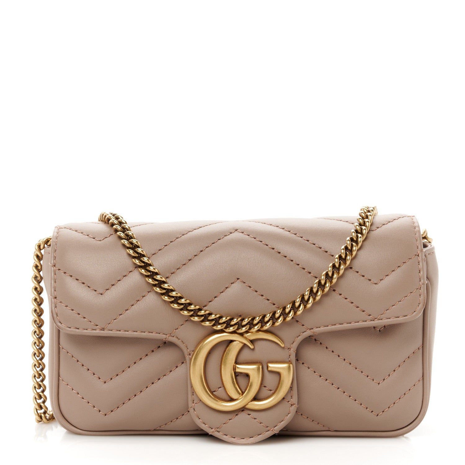 Gucci Calfskin Matelasse Super Mini GG Marmont Shoulder Bag Porcelain Rose 1 of 10