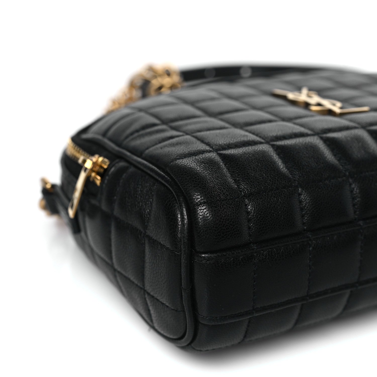 Saint Laurent Lambskin Carre Quilted Cassandre Mini Camera Bag Black 8 of 9