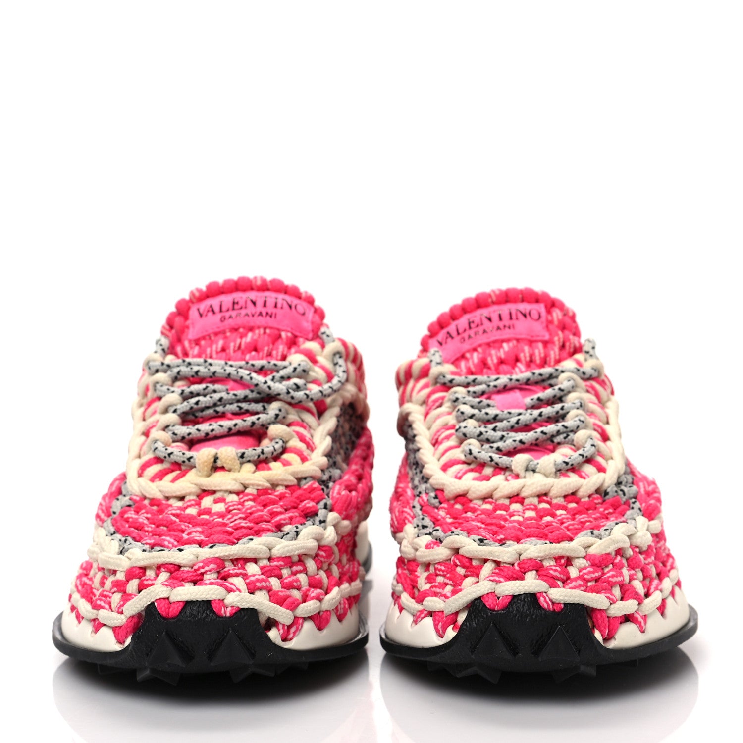 Valentino Garavani Fabric Crochet Womens Low Top Sneakers 36.5 Light Ivory Pink 2 of 9
