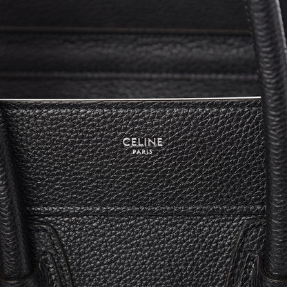 Celine Drummed Calfskin Micro Luggage Black 6 of 10