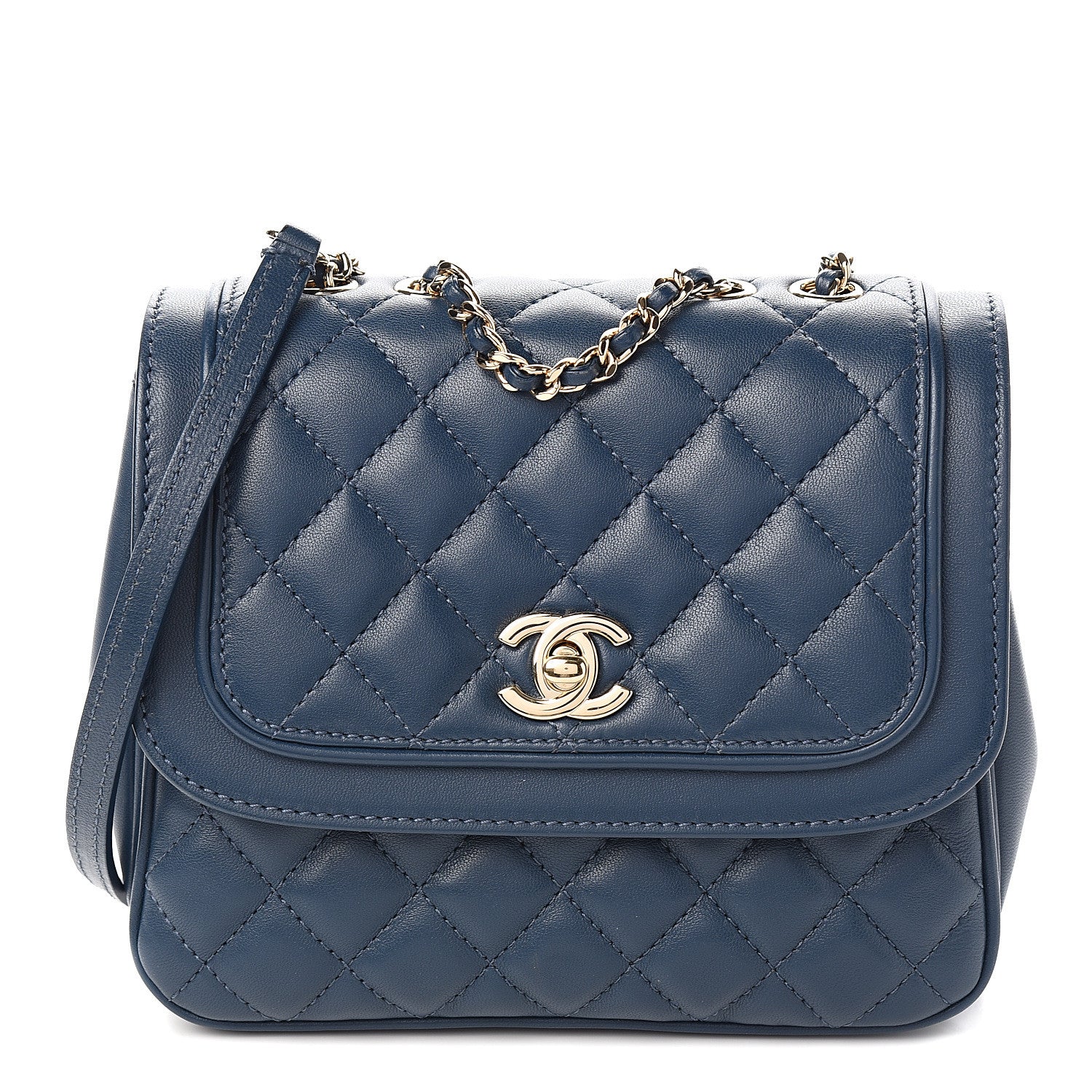 Chanel Lambskin Quilted Small Lovely Day Flap Dark Blue 1 of 9