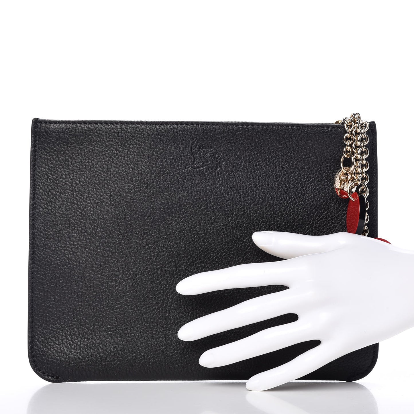 Calfskin Loubicute Charms Clutch Black
