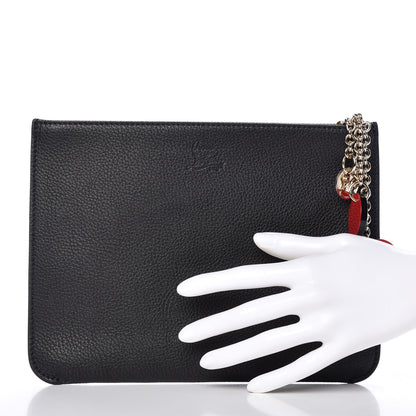 Christian Louboutin Calfskin Loubicute Charms Clutch Black 2 of 8